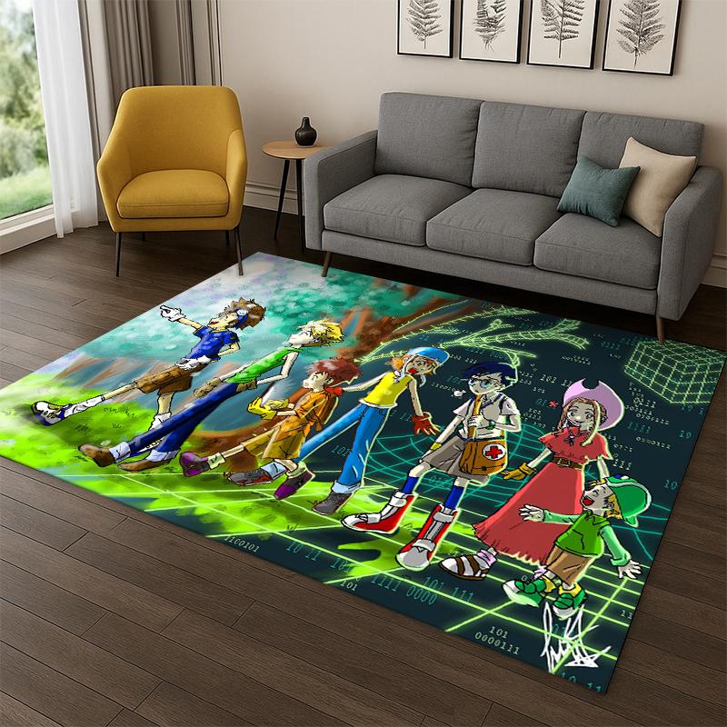Digimon Adventure Angewomon Agumon Cartoon Teppich Teppich für Schlafzimmer Wohnzimmer Sofa Fußmatte Heimdekoration, Kinderteppich rutschfest