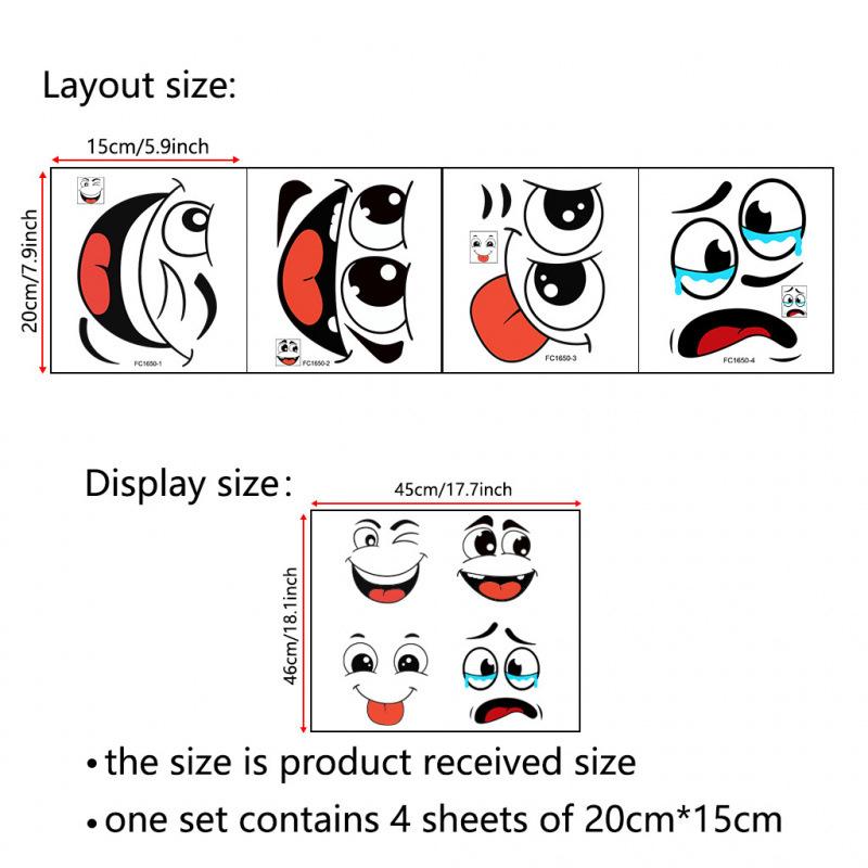 4/6 Sheets/Set Cartoon Face Stickers Self-Adhesive Removable Waterproof for Trash Can Toilet Refrigerator Home Art Decor