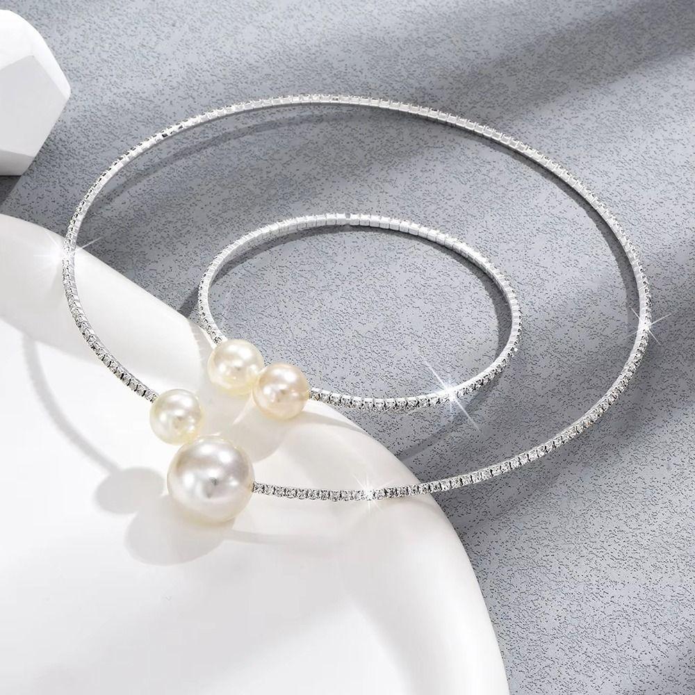 Openable Bracelet Bridal Jewelry Sets Adjustable Rhinestones Necklace Bracelet  Gift