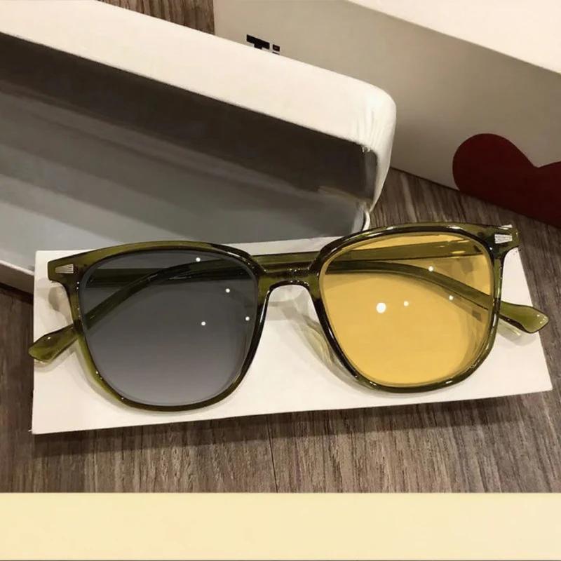 Fashionable Square Frame Photochromic Night Vision Myopia Glasses For Night Driving Anti-Glare Daytime Uv Protection Goggles