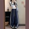 Loose Joggers Pants Women Stripes Drawstring Pants Streetwear Hip Hop Y2k Baggy Wide Leg Sweatpants Casual Fashion Thin Trousers