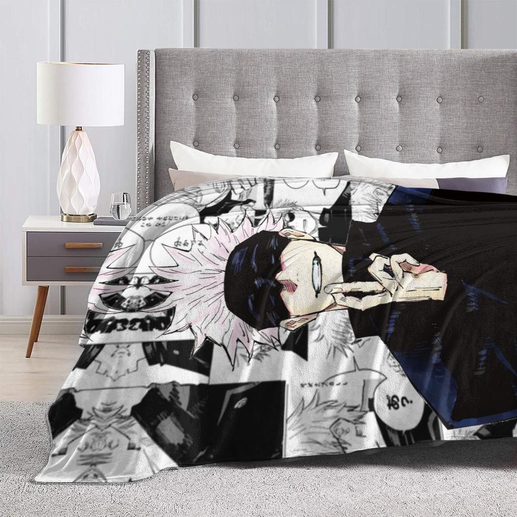 Gojo Satoru Collage Manga Velvet Throw Blanket Jujutsu Kaisen Anime Blanket for Bedding Car Super Soft Bedspread,