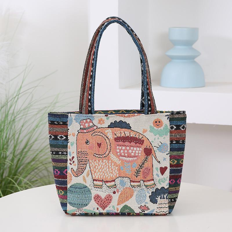 

Павлин Слон Сова Кролик Сумка Двусторонняя Жаккардовая Вышитая Тканевая Сумка Прочная и Крепкая Работа Ручная Женская Сумка 30X22X9