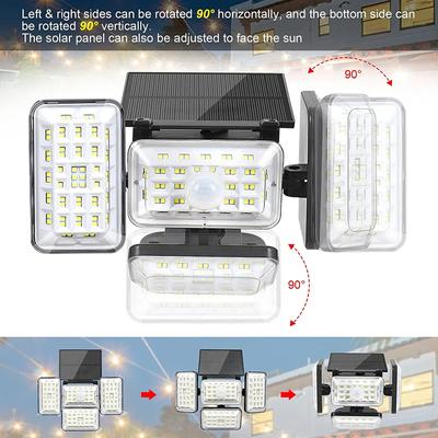 LED Solar Light 242LED Outdoor Motion Sensor Security Lamp 4 Adjustable Heads 270° Wide Angle Flood Lights For Garage Yard Lamp