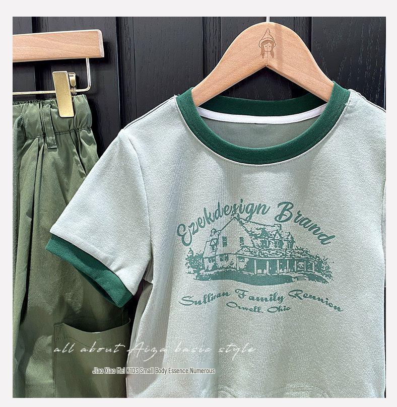 2026 Sommer Koreanischer Stil Sportliche Cargohose & T-Shirt Zweiteiliges Set für Mädchen