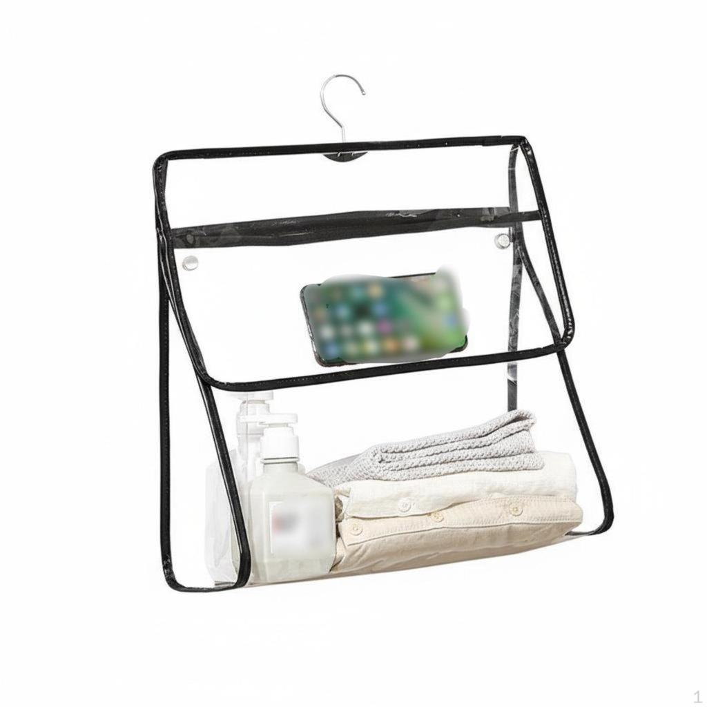 Shower Clothes Storage Organizer Area Saving Waterproof Bath Pouch Multiple Compartments