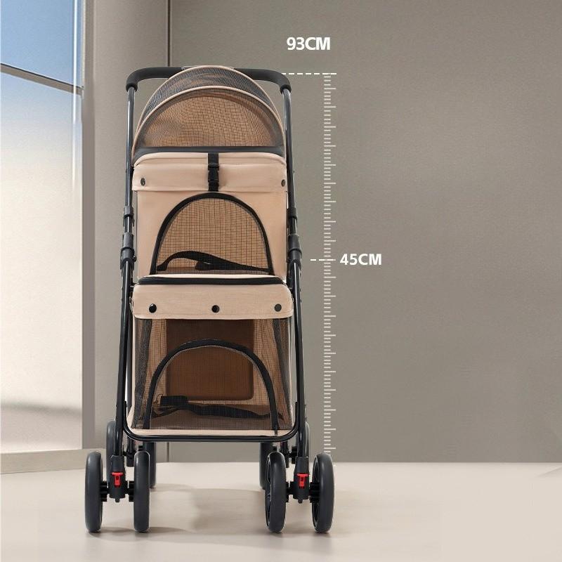 Portable Double Layer Pet Cart Lightweight Foldable Dog Cat Bags Small Pet Outdoor Cart Breathable Pet Dog Carriers Supplies