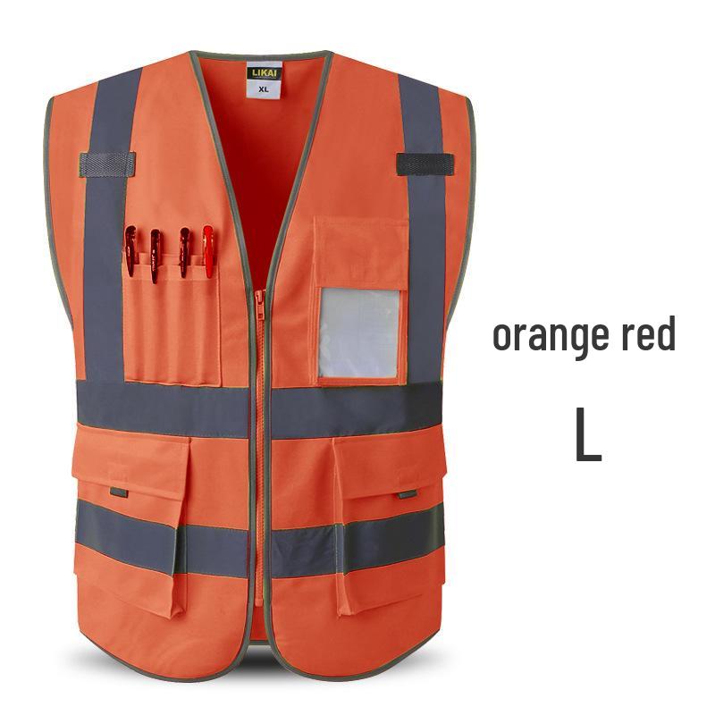 LIKAI Reflective Safety Vest - High-Visibility Construction Traffic Gear, Customizable Fluorescent Workwear.