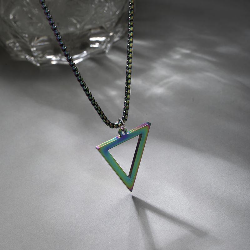 Men's Geometric Triangle Pendant Necklace Minimalist Cold Personality Accessory