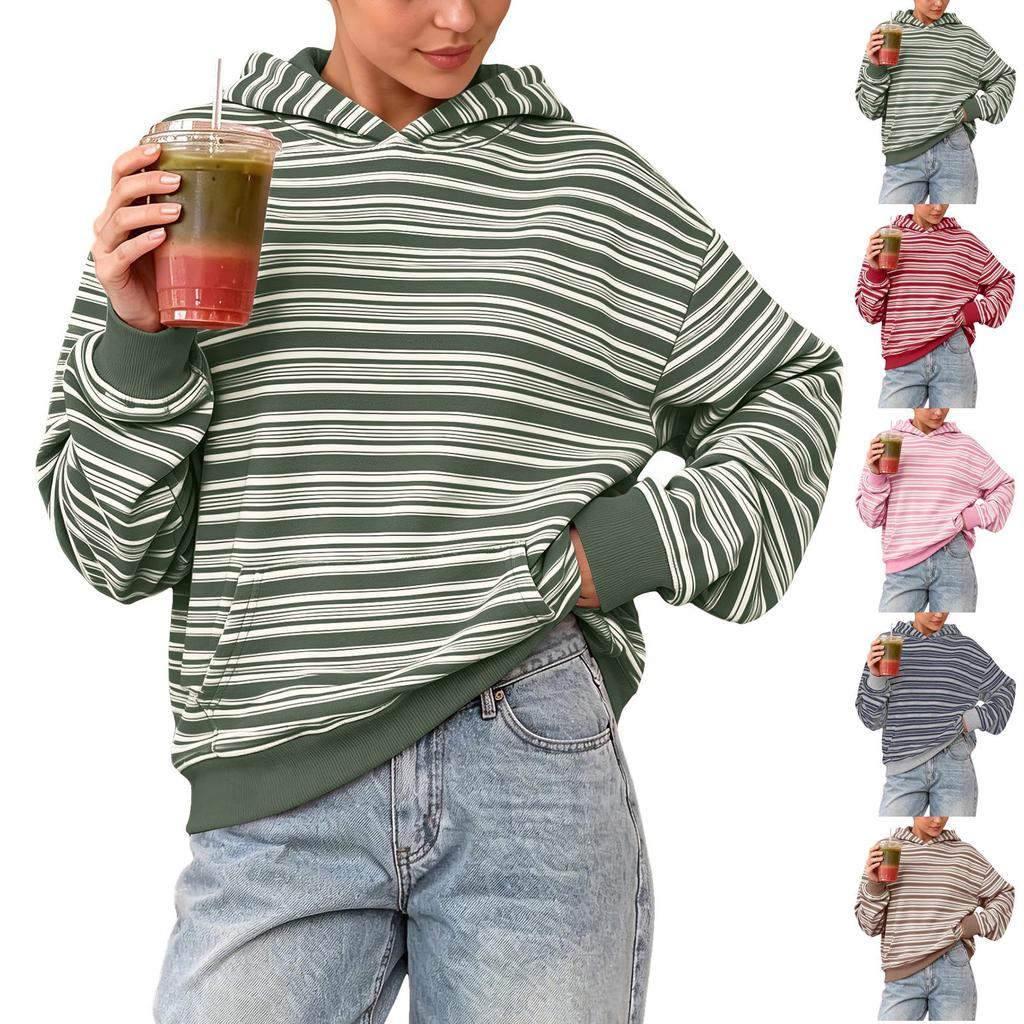 Women's Casual Striped Hoodie Sweatshirt for Everyday Wear
