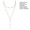 Ladies Lariat Necklace Women Y-Shaped Pendant Necklace Beaded Chain Drop Necklace