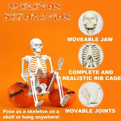 2 Stück Halloween Skelett Dekoration Kunststoff Lebhaftes Design Gelenkbewegungseffekt 46 cm Heimschmuck Knochendekor Bewegliche Gelenke