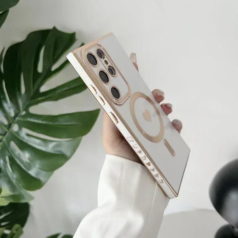 

Покрытие Мягкий силикон для Magsafe Wireless Charge Case для Samsung Galaxy S25 S24 S23 S22 S21 Ultra Plus S23Ultra Магнитный чехол For Samsung S21