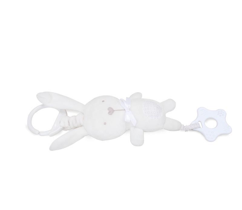 Baby Musical Plush Bear & Rabbit Teether Pendant - Multifunctional Educational Hanging Toy for Cribs & Car Seats