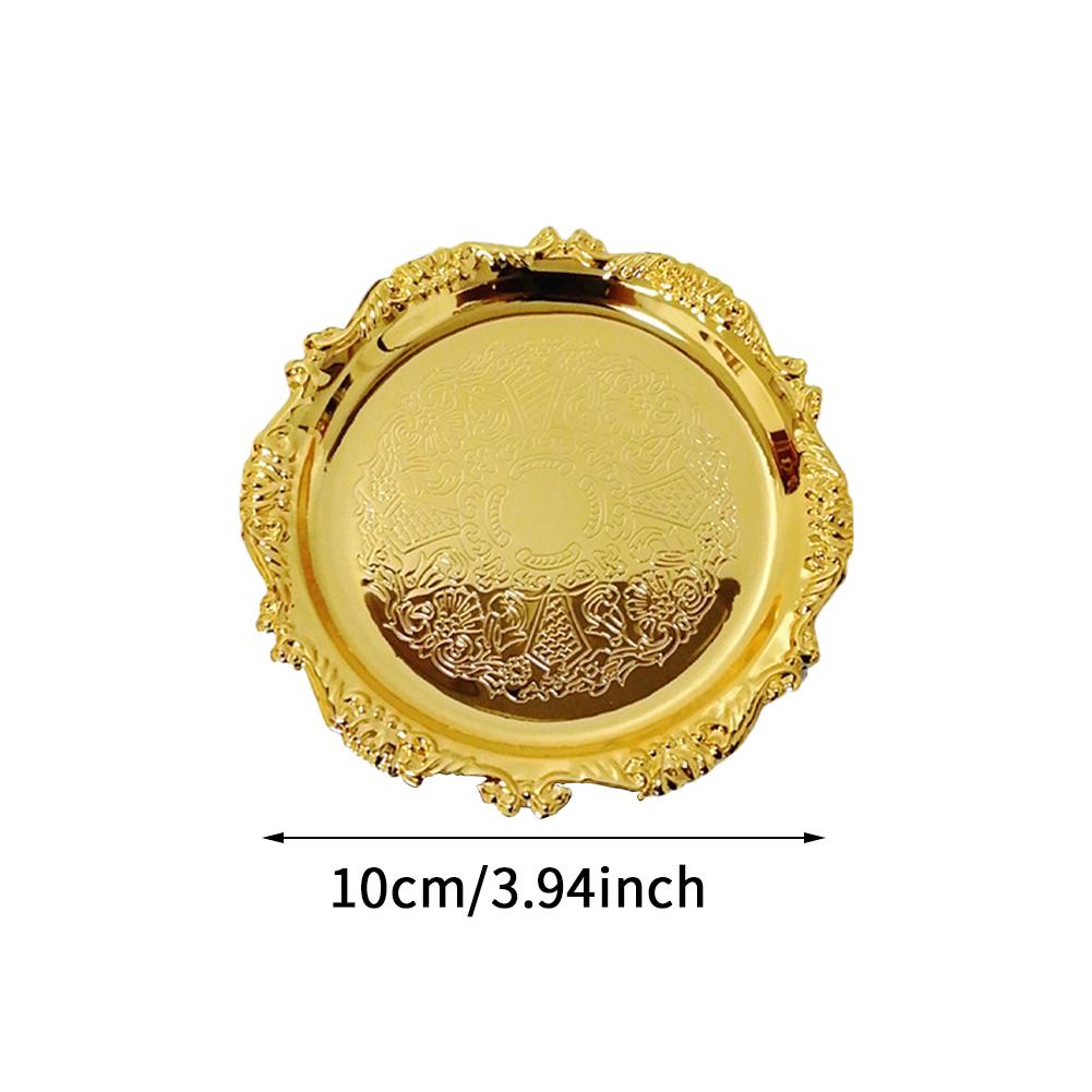Metal Tray Round Sauce Dish Jewelry Storage Plate Snack Display Bowl Home Table Decoration Cake Dessert Organizer Container