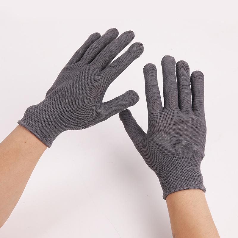 Unisex Nylon Anti-Slip Driving & Work Gloves, Thin 13-Needle Dot-Plastic for Handling & Dispensing