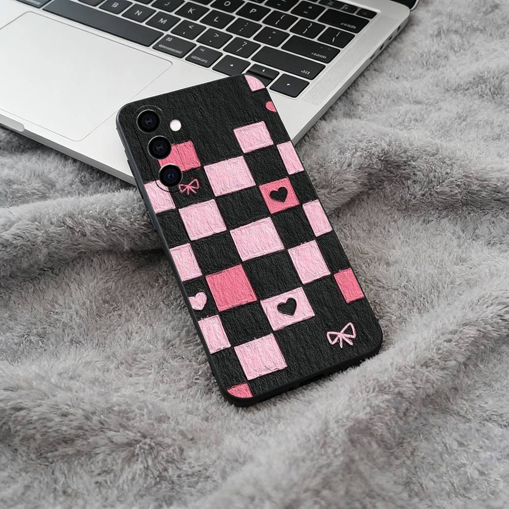 Fresh Checkerboard Soft Silicone phone Case for Samsung Galaxy A73/A71/A72/A70/A53/A52/A51 - Black