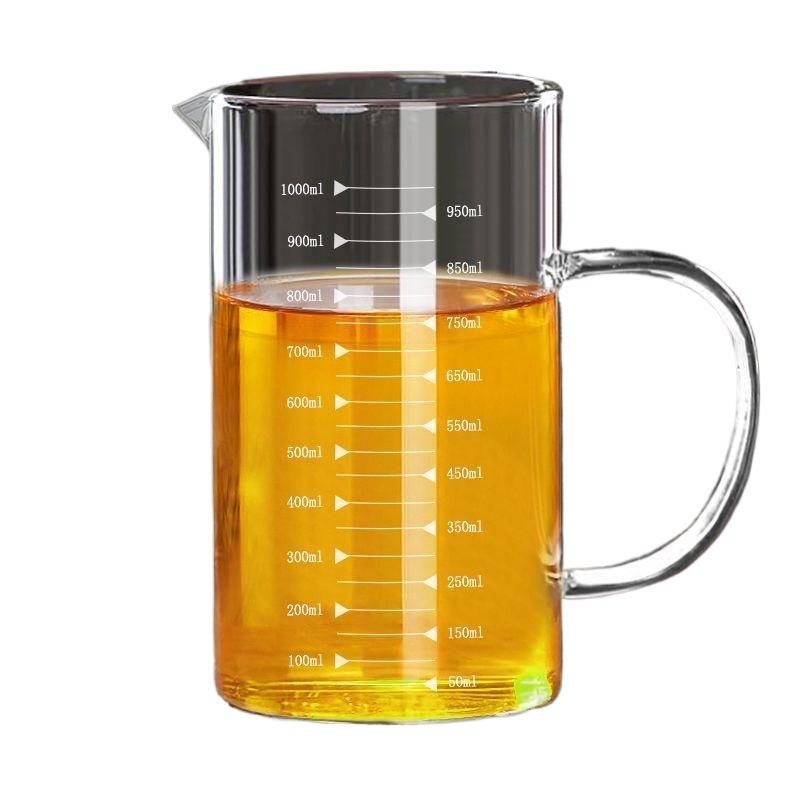 Thickened High-Temperature Resistant Glass Measuring Cup with Handle for Microwave and Baking