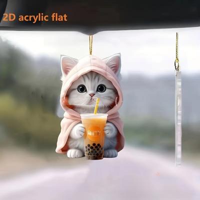 Spätné zrkadlo do auta 3D prívesok na zavesenie mačka v tvare zvieratka Ozdoby na batoh Príslušenstvo na kreatívu Ozdobné dekorácie do auta