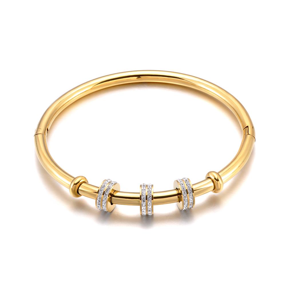 

Lokaer Stainless Steel Luxury Zircon Lucky Beads Bangle Bracelet for Women Waterproof Exquisite Charm Cuff Wrist Jewelry B25229
