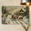 Vintage Christmas Reindeer Metal Tin Sign 12x8 Inch Wall Art Home Cafe Garage Decor