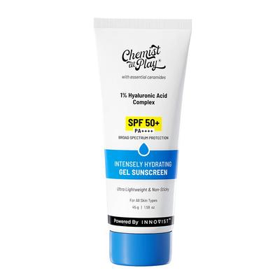 Chemist At Play Intensiv Feuchtigkeitsspendendes Gel-Sonnenschutzmittel LSF 50+ PA++++ 45g Ultraleicht Nichtklebrig