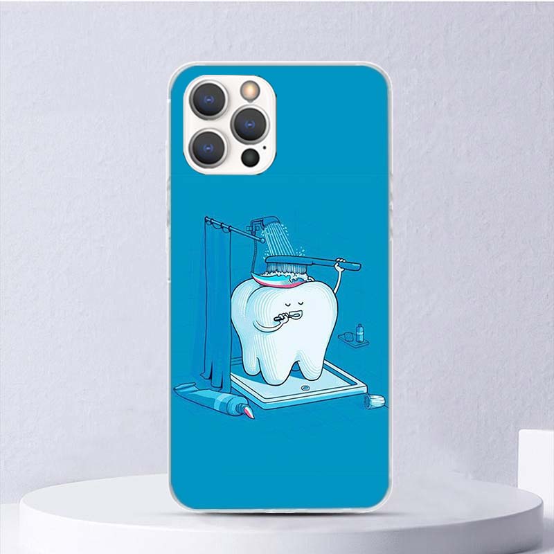 Wisdom Teeth Dentist Tooth Soft Case For iPhone 16 17 Air 16E 15 Plus 11 12 13 Mini 14 Pro Max Phone Cover Apple 7 8 SE Coque Fu