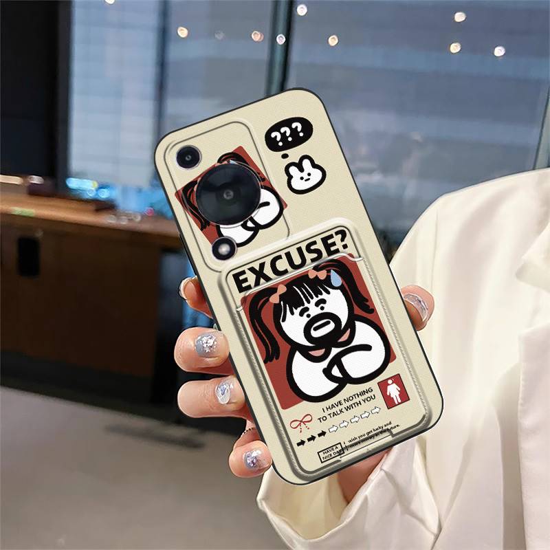 TPU Back Cover Phone Case For Huawei Enjoy70/70S/NOVA Y72 4G Card bag Silicone Card sleeve Anti-dust Fashion Design Cute