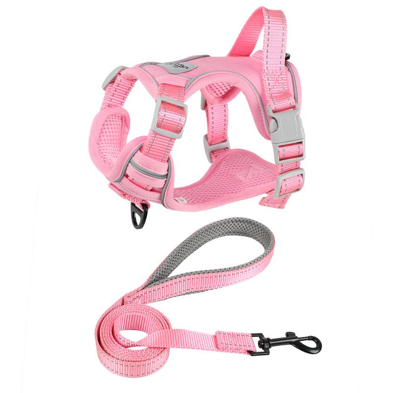 Reflektierende Atmungsaktive Hunde Geschirr Weste mit Leinen Set