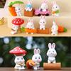 Mignon Carotte Champignon Dessin Animé Lapin Mini Modèle Décoration de Bureau Ensemble d'Ornements Pour Enfants et Collectionneurs