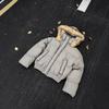 Jachetă puffer pentru bărbați cu glugă și blană artificială, scurtă, de iarnă, groasă, matlasată