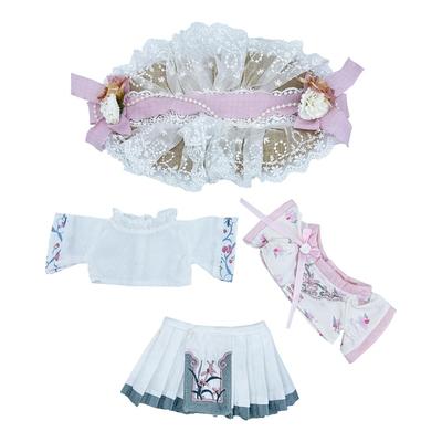 Niannyyhouse 20cm Plush Ancient Style Hanfu Cotton Doll Outfit Clothes, Headgear, Coat, Skirt, (A1)
