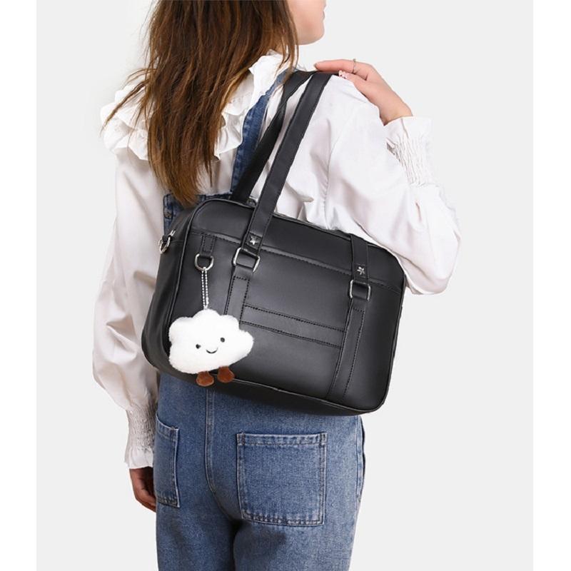 Fashi Japanese Style jk Uniform Bag girl shoulder Bag Women's Skew Straddle Commuter Bag Female PU Leather Minimalist handbag