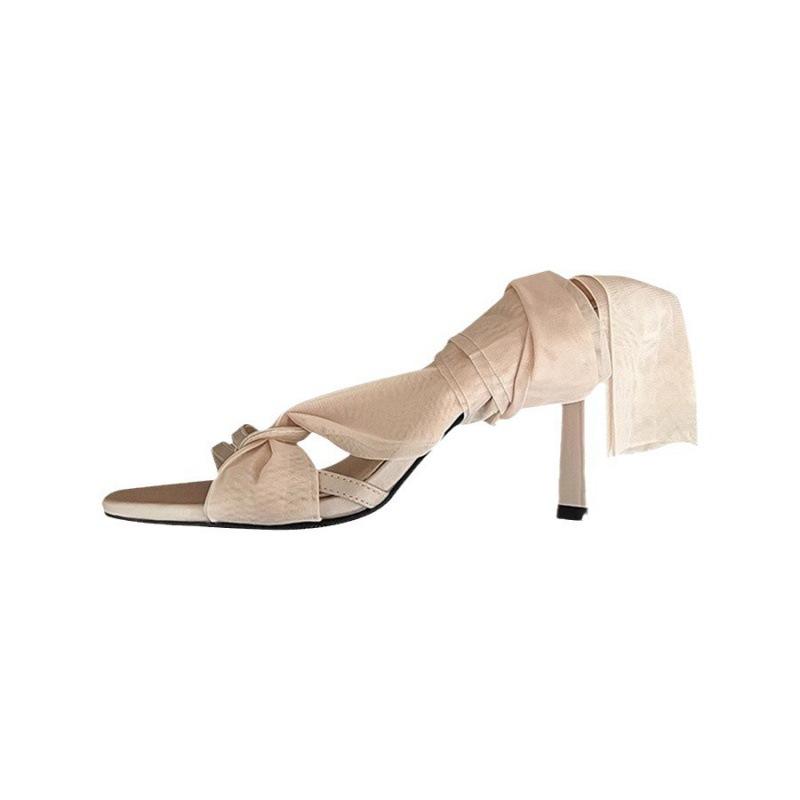 2025 Spring and Autumn New Fashion Versatile Fairy Style Straps Internet Celebrity Open-toed High-heeled Sandals Women's High Heels Outside