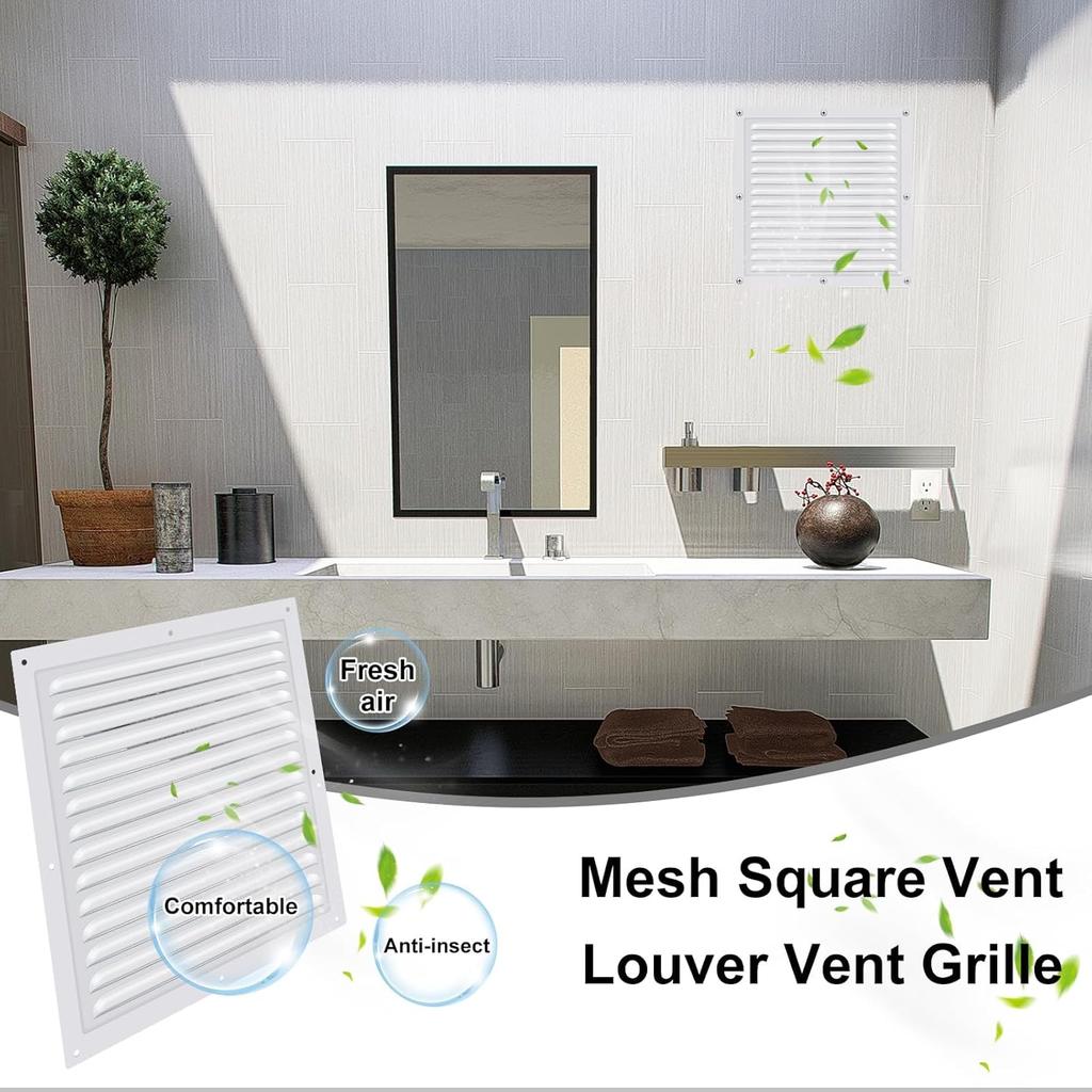 2 Pcs 12" x 12" Aluminum Gable Vent Shed Attic Vent with Screen Mesh Square Vent Covers Vent Grille for Exterior Door House Attic Garage Ceiling,