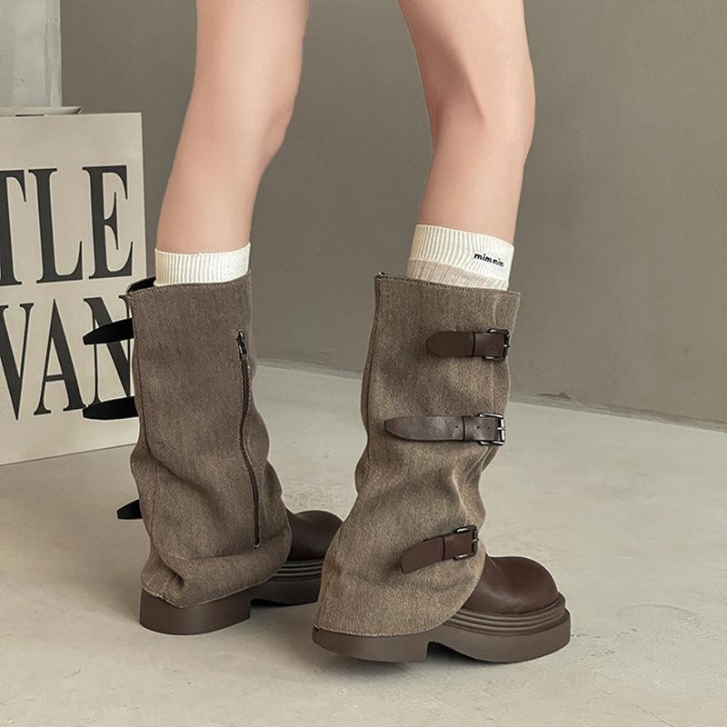 Fashion niche leather boots design sense retro thick heel short boots autumn new knight boots Martin boots French women's boots