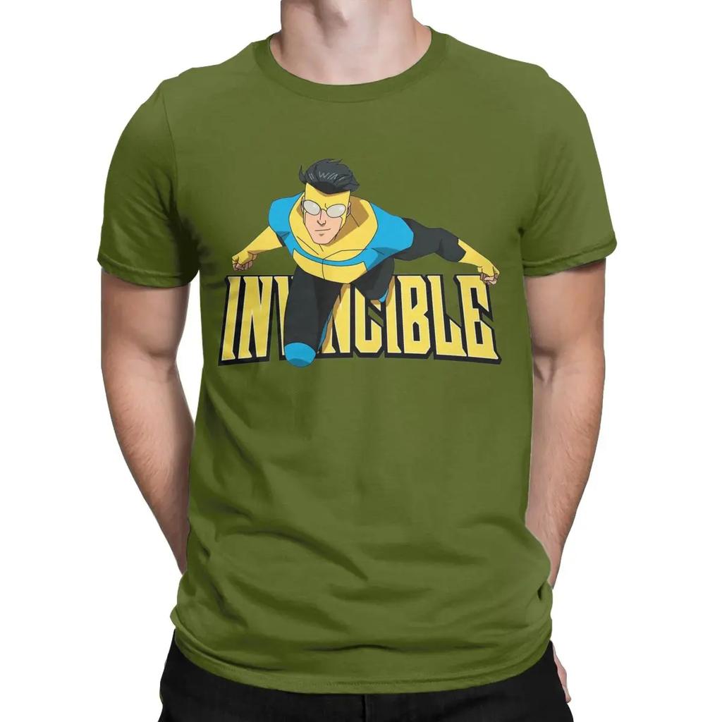 Animated Invincible Comic Superhero Men's T Shirt Vintage Tees Short Sleeve Crew Neck T-Shirts Cotton Plus Size Clothing