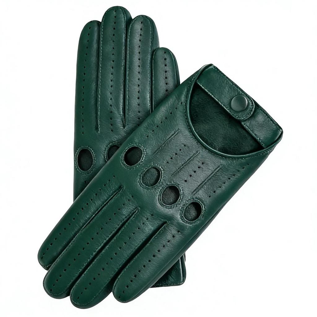Atmungsaktive Rutschfeste Retro Radfahrer Lederhandschuhe - Echtes Lammfell