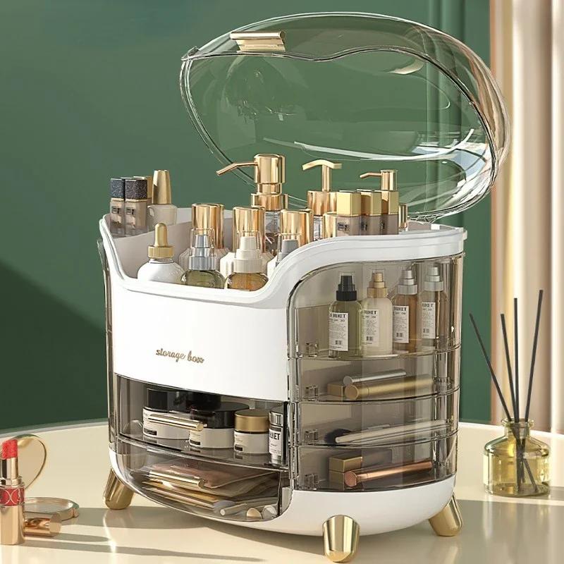 Transparente Schreibtisch Make-up Organizer Box Großes Fassungsvermögen Kosmetik Schmuck Aufbewahrungsschublade Badezimmer Schminktisch Kleinkrambehälter
