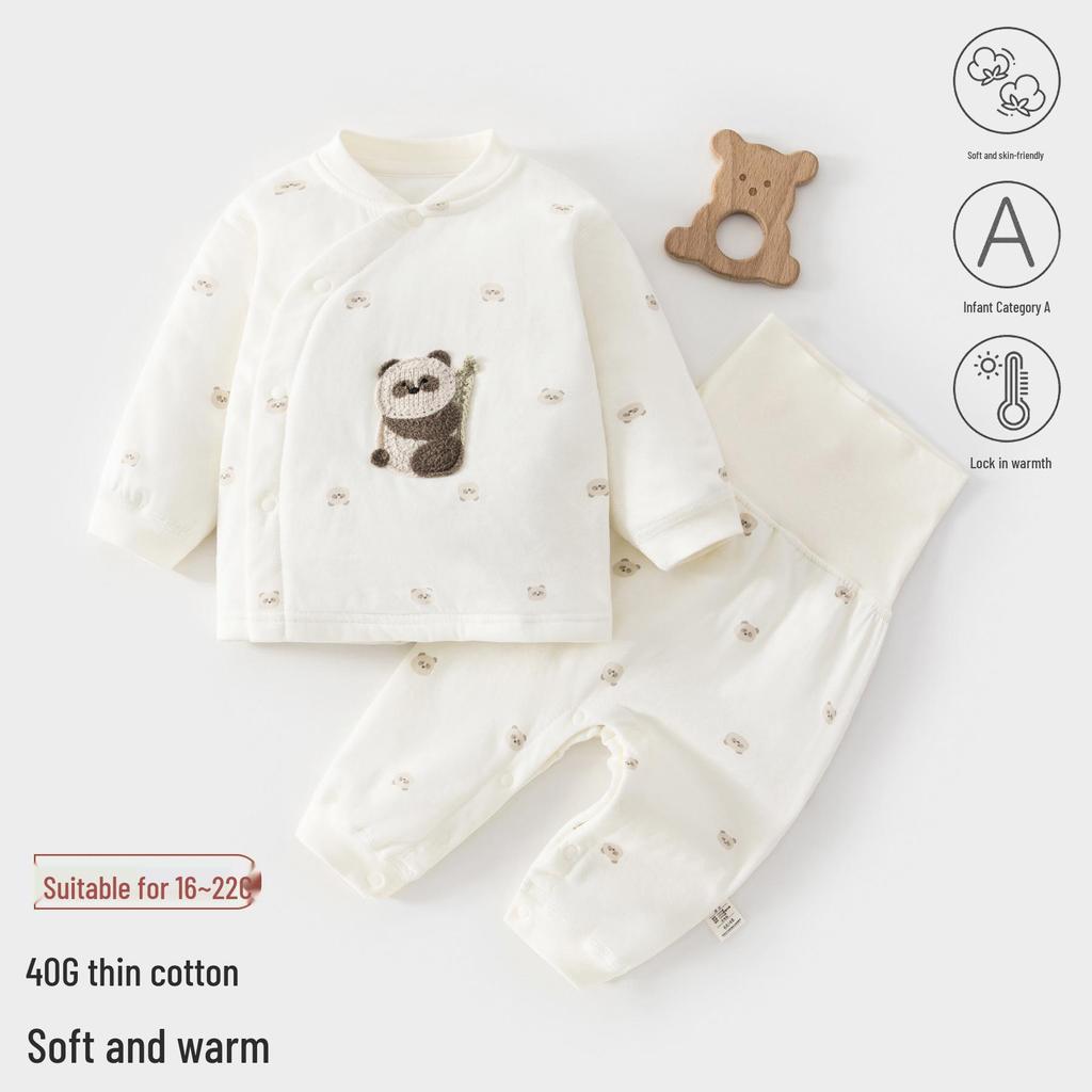 Klasse A Baumwolle Baby Langarm-Oberteil & High-Waist Hose Set, Druckknöpfe, Ganzjahresartikel, Leicht, Neugeborenen Unterwäsche