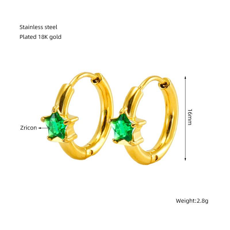 European and American Style Five-Pointed Star Zircon Stainless Steel Hoops: Elegant, Luxurious, Sweet.