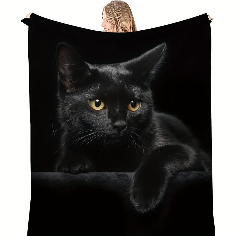 

1pc Perfect for Christmas & Thanksgiving Gifts, Black Cat Themed Blanket, Wonderful Gift Idea for Cat Owners, Bedroom Accessory 30x40in