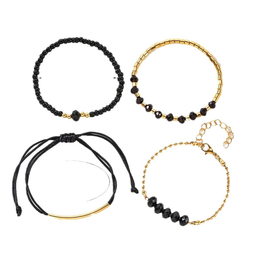 Hot-selling Retro Five-color Rice Bead Bracelet Four-piece Set Versatile Handwoven Bracelet Bracelet Jewelry Set