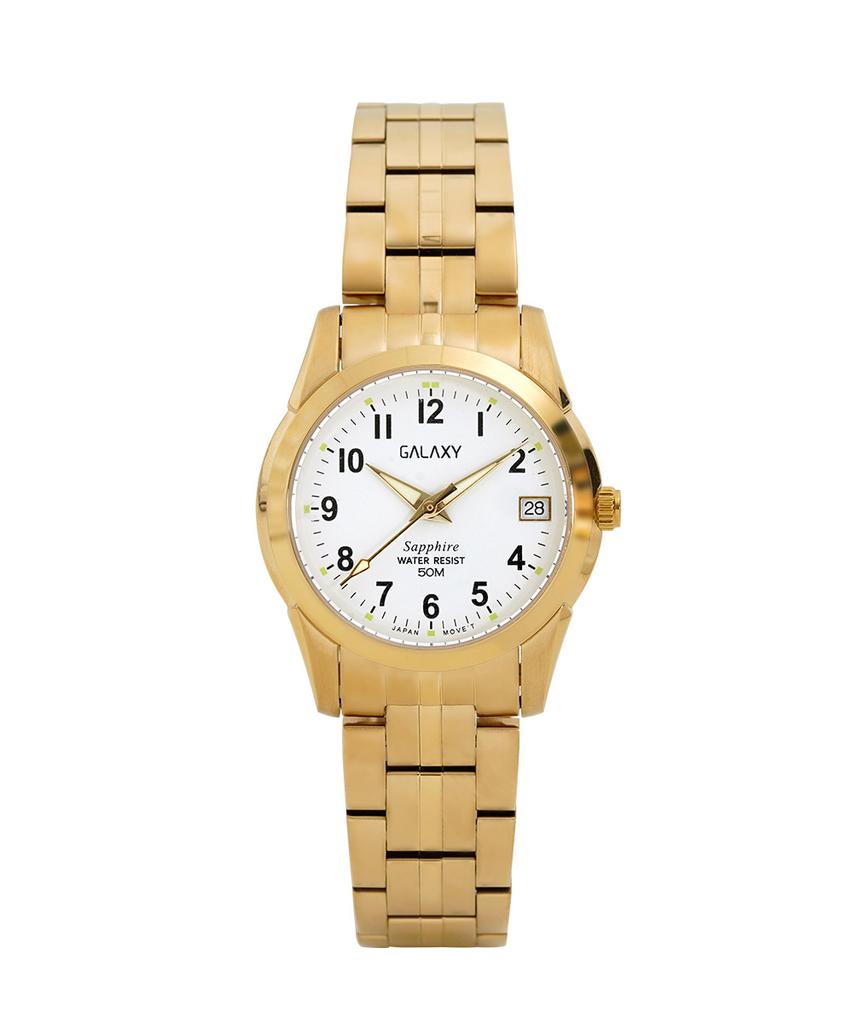 Gaelleogsi 5 Atm Women'S Gold Color Numeral Index Metal Wristwatch Qa9012Fc-1