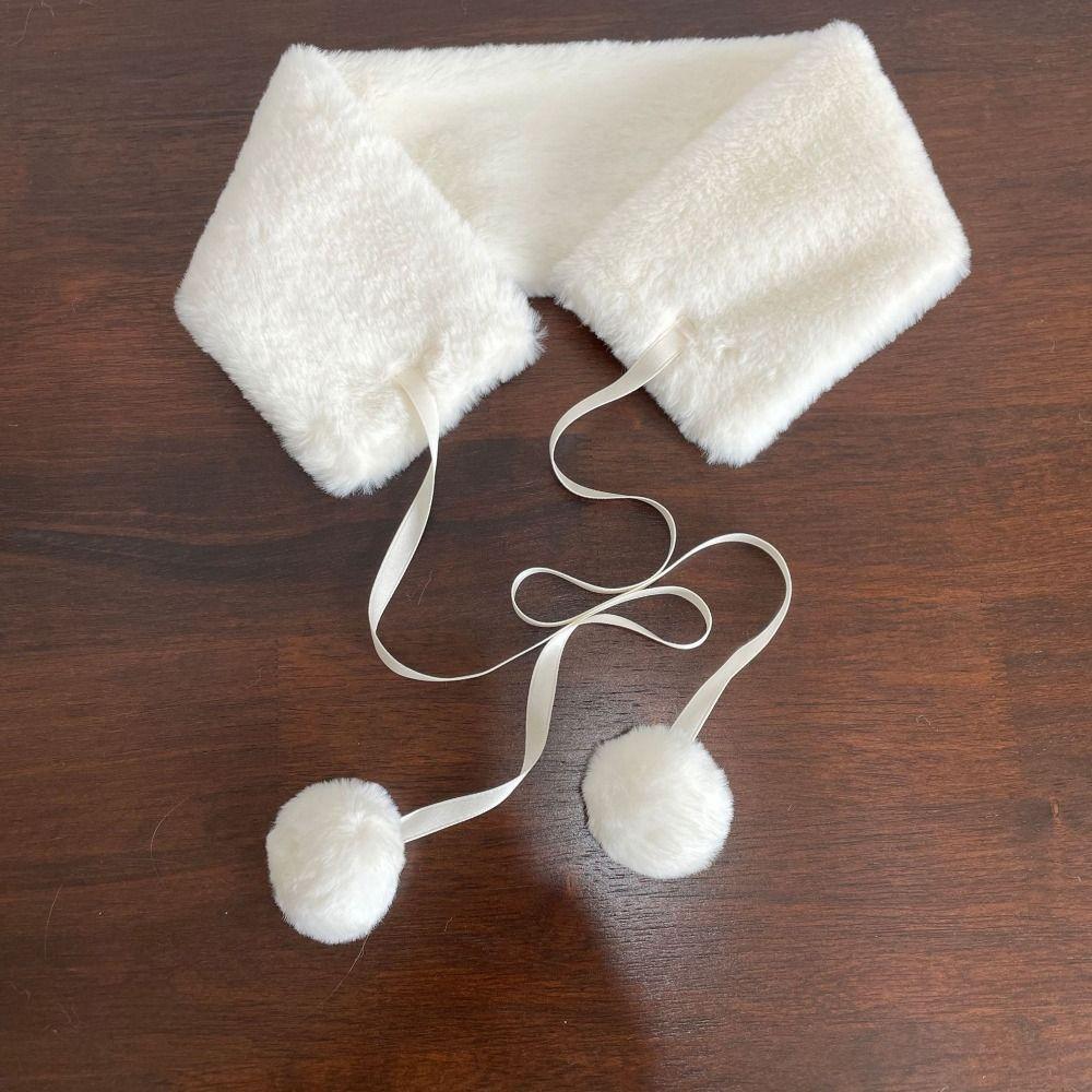 Winter Warm Neck Warmer with Plush Balls Neckerchief Wrap Cute Neck Scarf  Girls