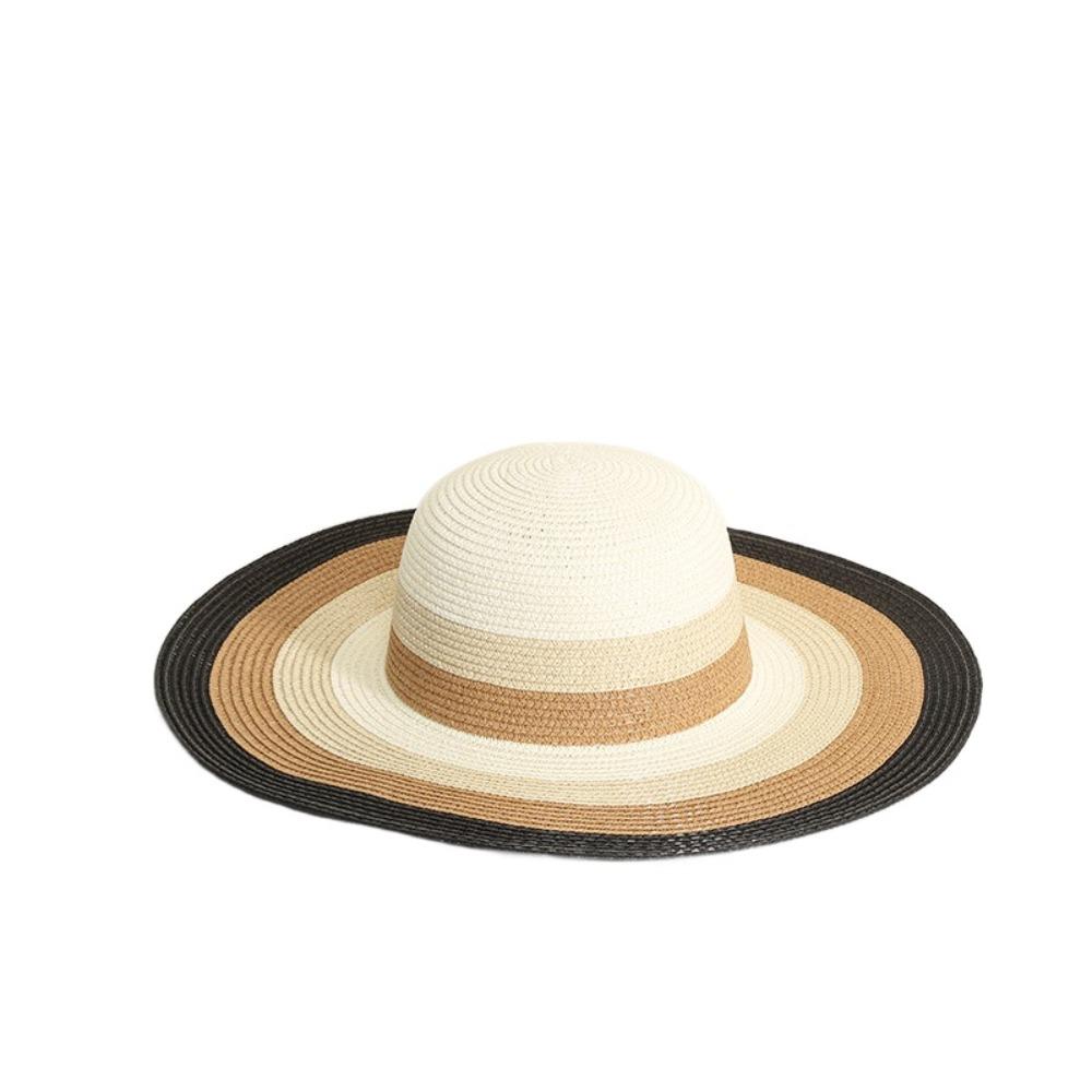 

Fashion Straw Tote Bag Square Large Capacity Woven Hat Stripe Zipper Handbags Vacation