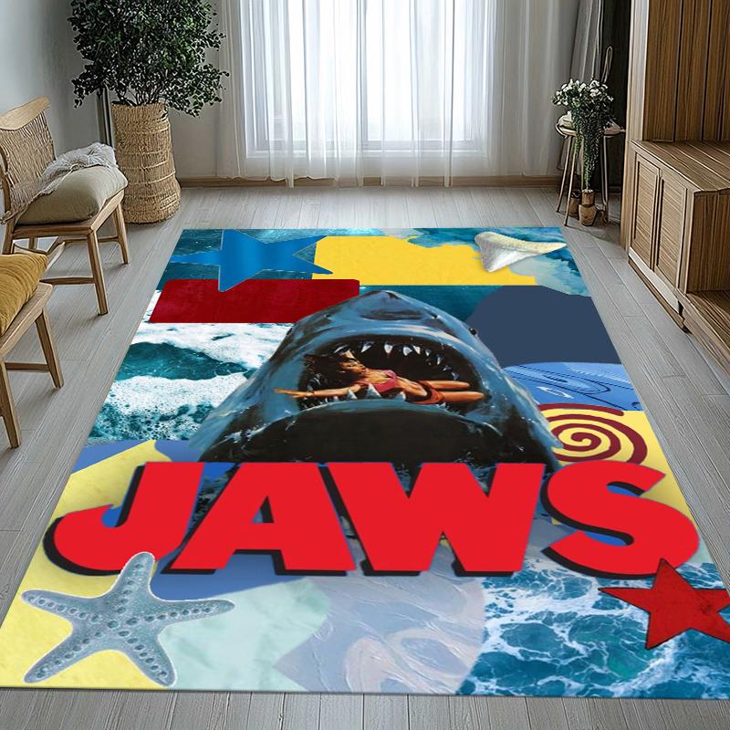 Horror Movie Jaws Shark Living Room Non-Slip Area Rug Soft Carpet for Bedroom Kids Playroom Sofa,Home Decor Doormat Gift