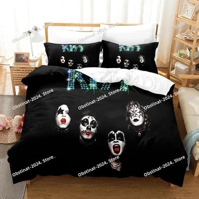 Kiss Band Bedding Set Single Rock Print Bed Set With Pillowcase Bed Duvet Cover Soft Single Double Queen Super King Size Bedroom