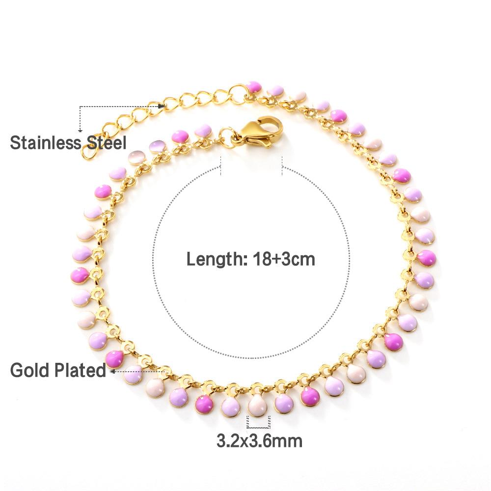 Colorful Cute Enamel Beaded Bracelet Waterproof Delicate Versatile Women's Jewelry Accessory