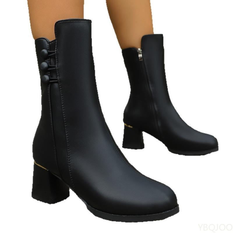 

Модные женские новые весенне-осенние короткие ботинки повседневные удобные ботинки модные универсальные высокие каблуки толстые каблуки женская обувь 40 чёрный